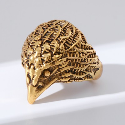 Кольцо «Перстень» сокол, цвет чернёное золото, безразмерное