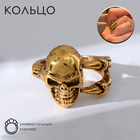 Кольцо «Перстень» череп, цвет чернёное золото, безразмерное - Фото 1