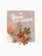 Брошь «Лист» кленовый осенний, цветная в золоте - Фото 4