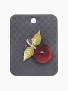 Брошь «Вишня» с листочками, красно-зелёная в золоте - Фото 4