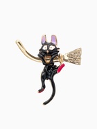 Брошь «Кот» на метле, цветная в золоте - Фото 1