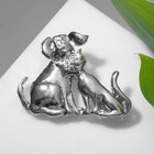 Брошь «Друзья» кот с собакой, цвет серебро - фото 9841462