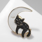 Значок «Кот» на Луне, цвет чёрно-белый в золоте - фото 9841474