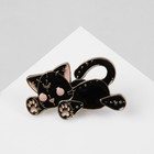 Значок «Котёнок» игрушечный, цвет чёрно-розовый в золоте - фото 7326186