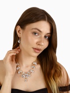 Набор 2 предмета: серьги, колье «Вернисаж» сердце и цветы, цвет белый в золоте, 42 см - Фото 2