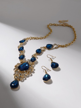 Набор 2 предмета: серьги, колье «Вернисаж» сердце и цветы, цвет бело-морской в золоте, 42 см 7842314