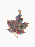 Брошь «Лист кленовый» драгоценный, цветная в чернёном золоте - Фото 1