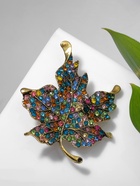 Брошь «Лист кленовый» драгоценный, цветная в чернёном золоте - Фото 6