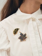 Брошь «Лист кленовый» драгоценный, цветная в чернёном золоте - Фото 5