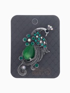 Брошь «Павлин» элегантный, цветная в чернёном серебре - Фото 4