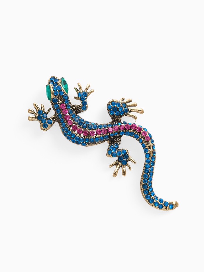 Брошь «Ящерица» изогнутая, цветная в чернёном золоте - Фото 1