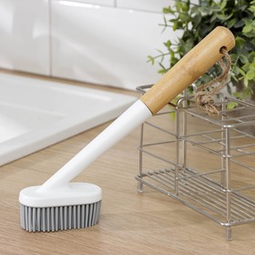 Щётка для посуды Доляна Meli, бамбуковая ручка, ворс TPR 2 см, 3,5×25 см