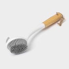 Щётка для посуды Доляна Meli, бамбуковая ручка, двухсторонняя, ворс TPR=1.8 см, 5×26.5 см - Фото 3