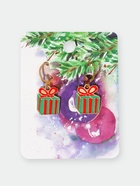 Серьги висячие «Новогодние» подарок с бантом, цвет красно-зелёный в золоте - Фото 2