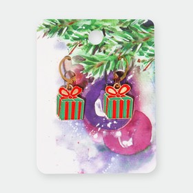 Серьги висячие «Новогодние» подарок с бантом, цвет красно-зелёный в золоте  (артикул 7881409)  большой выбор товаров оптом и в розницу по низким ценам с доставкой