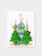 Серьги висячие «Новогодние» ёлочка со звездой, цвет жёлто-зелёный в серебре - Фото 2