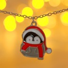 Кулон "Новогодний" пингвин в колпаке, цветной в серебре, 46 см - фото 11177167