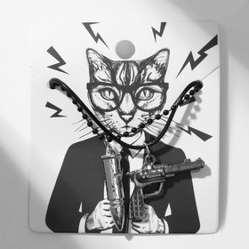 Кулоны "Неразлучники" пистолет и пуля, цвет чёрный в серо-серебряном, 45 см