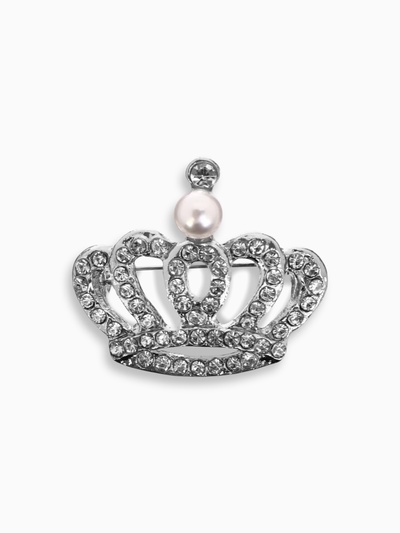 Брошь «Корона» монарха, цвет белый в серебре