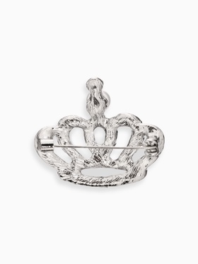 Брошь «Корона» монарха, цвет белый в серебре