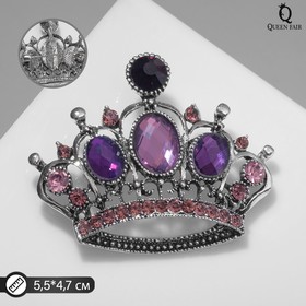 Брошь "Корона" готическая, цвет фиолетовый в чернёном серебре