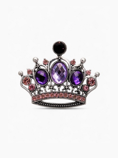 Брошь «Корона», готическая, фиолетовая в чернёном серебре