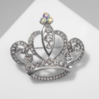 Брошь «Корона» с завитками, цвет белый в серебре - Фото 1