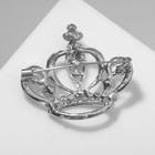 Брошь «Корона» с завитками, цвет белый в серебре - Фото 2