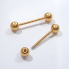 Пирсинг в язык «Штанга», набор 2 шт., L=2, d=0.4 см, цвет золото - Фото 3
