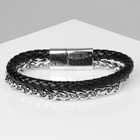 Браслет унисекс «Мощь» плетение, цвет чёрный с серебром, 21,5 см - фото 318954748