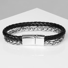 Браслет унисекс «Мощь» плетение, цвет чёрный с серебром, 21.5 см - Фото 2