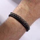 Браслет унисекс «Мощь» плетение, цвет чёрный с серебром, 21.5 см - Фото 1