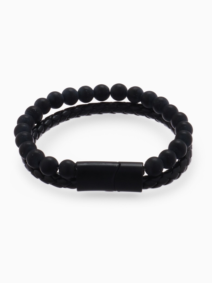 Браслет унисекс «Мощь» шарики, цвет чёрный с чёрным металлом, 21.5 см - Фото 1