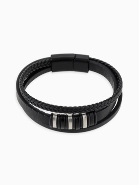 Браслет унисекс «Мощь» три звена, цвет чёрный с чёрно-серебряным металлом, 21.5 см 7986466