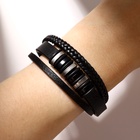 Браслет унисекс «Мощь» три звена, цвет чёрный с чёрно-серебряным металлом, 21.5 см - Фото 4