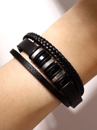 Браслет унисекс «Мощь» три звена, цвет чёрный с чёрно-серебряным металлом, 21.5 см 7986466