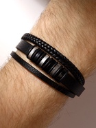 Браслет унисекс «Мощь» три звена, цвет чёрный с чёрно-серебряным металлом, 21.5 см - Фото 2