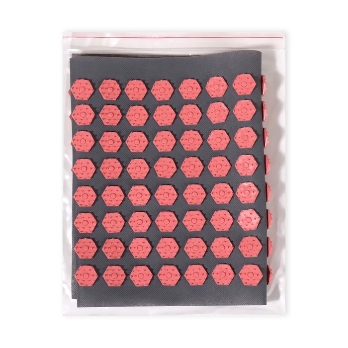 Ипликатор-коврик, основа спанбонд, 160 модулей, 28 × 64 см, цвет тёмно-серый/розовый 29593