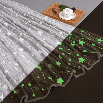 Плед светящийся в темноте Этель «Звездное небо» 180×200 см, корал-флис