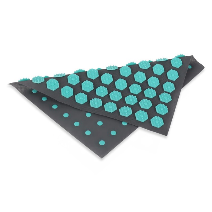 Ипликатор-коврик, основа спанбонд, 80 модулей, 32 × 26 см, цвет тёмно-серый/бирюзовый 29601