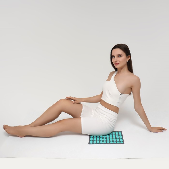 Ипликатор-коврик, основа спанбонд, 80 модулей, 32 × 26 см, цвет тёмно-серый/бирюзовый 29601