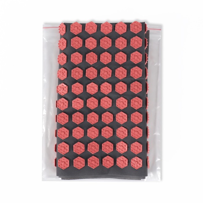 Ипликатор-коврик, основа спанбонд, 360 модулей, 56 × 62 см, цвет тёмно-серый/красный - фото 1907480329