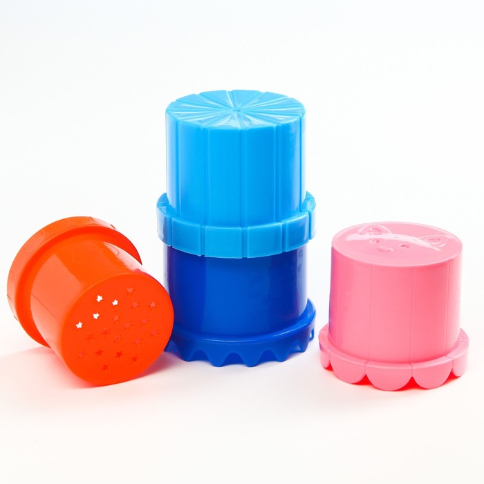 Набор игрушек для игры в ванне: пирамидка 4 шт + 3 пвх игрушки, виды и цвет МИКС - фото 1885412637