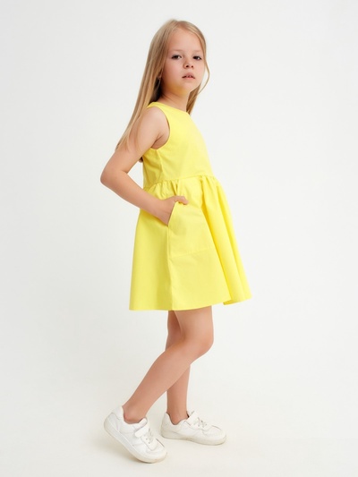 Платье с карманами для девочки KAFTAN: Summer cotton, жёлтое, размер 30 (98-104 см)
