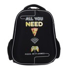 Рюкзак каркасный 38 х 29 х 12,5 см, Hatber Ergonomic light "All you need…", чёрный/жёлтый NRk_71035 - фото 21670620