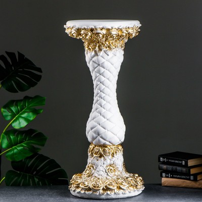 Колонна декоративная «Розы», гипс, под белое золото, 83×36×36 см