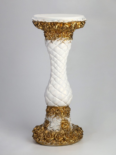 Колонна декоративная «Розы», гипс, под белое золото, 83×36×36 см