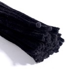 Меховая палочка, на проволоке, для рукоделия, черная, 30 см, набор 30 шт. - Фото 3
