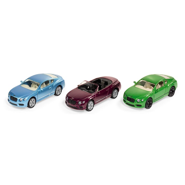 Набор из 3 машин Bentley: голубой, пурпурный, зелёный