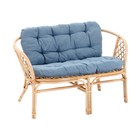 Набор садовой мебели "Bagama": 2 кресла, диван, стол, ротанг светлый, подушки серо-голубые - Фото 2